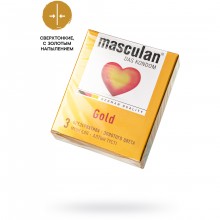 Презервативы Masculan «Ultra Luxury Gold Edition Type 5», упаковка 3 штуки, цвет Золотой, длина 19 см.