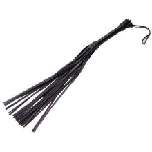 Плеть гладкая флогер черная из кожи с жесткой рукоятью общей длиной 65 см 3010-1, длина 65 см.