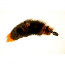 Wild Lust анальная пробка с тонированным оранжевым хвостом лисицы из натурального меха, диаметр 6 см, из материала Дерево, диаметр 6 см.