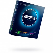 Латексные презервативы MY SIZE, размер 47, упаковка 3 шт., бренд R&S Consumer Goods GmbH, длина 16 см.