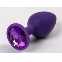 Пробка для попы с фиолетовым стразом, цвет пробки - фиолетовый, Luxurious Tail 47116, из материала Силикон, коллекция Anal Jewelry Plug, длина 7.1 см.