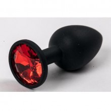 Анальная пробка из силикона, черная с красным, Luxurious Tail 47123, коллекция Anal Jewelry Plug, длина 9.5 см.
