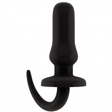 Резиновая анальная пробка с удобным хвостиком «SONO Rubber Butt Plug №13», цвет черный, Shots Media SH-SON013BLK, из материала Резина, длина 15 см.