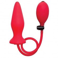 Анальный стимулятор-расширитель с грушей OUCH «Inflatable Silicone Plug Red», Shots Media SH-OU090RED, из материала Силикон, длина 12.3 см.