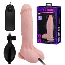 Надувной реалистичный фаллоимитатор с вибрацией «Inflatable Realistic Cock», цвет телесный, Baile BW-008066AQ, из материала ПВХ, длина 18.8 см.