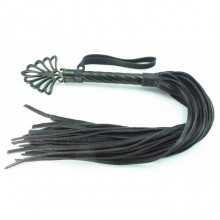 Длинная BDSM плеть с никелевой рукояткой, цвет шоколад, БДСМ Арсенал 54025ars, цвет Черный, длина 40 см.