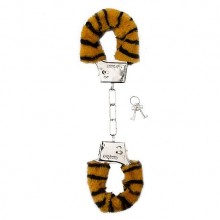 Наручники с тигровым мехом «Furry Handcuffs Tiger», Shots Toys SH-SHT255TIG, цвет Леопард, диаметр 5 см.