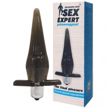 Втулка анальная с вибрацией, цвет черный, SEM-55005, бренд Sex Expert, из материала TPR, длина 11.5 см.
