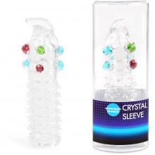 Насадка закрытая «Crystal Sleeve» пупырышки и шарики, EE-10011, бренд Bior Toys, цвет Прозрачный, длина 12 см.