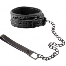 БДСМ ошейник с поводком «Collar With Leash», цвет черный, EK-3103, бренд Aphrodisia