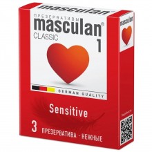 Masculan «Classic Senitive Type 1» презервативы нежные 3 шт., цвет Красный, длина 19 см.