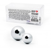 Вагинальные металлические шарики без шнурка, 2 штуки, диаметры - 20 и 30 мм, SF-70161, бренд Sexy Friend, цвет Серебристый, диаметр 2 см.