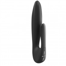 Женский перезаряжаемый вибромассажер OVO «J2 Rechargeable Rabbit Black», из материала Силикон, цвет Черный, длина 23 см.