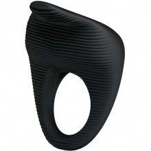 Эрекционное кольцо со стимулятором клитора Pretty Love Thimble, Baile BI-210142, цвет Черный, длина 6.5 см.