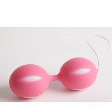 Интимные шарики со смещенным центром тежяести, цвет розово-белый, White Label 47070-1-MM, из материала ПВХ, цвет Розовый, длина 10 см.