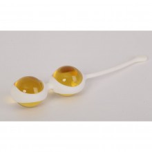 Женские вагинальные шарики со смещенным центром, White Label 47175-MM, цвет Желтый, длина 16 см.