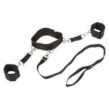 Ошейник с наручниками «Bondage Collection Collar and Wristbands», размер One Size, Lola Toys 1058-01Lola, из материала Нейлон, цвет Черный, длина 44 см.