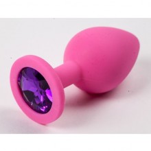 Анальная силиконовая пробка с фиолетовым стразом, цвет фиолетовый, Luxurious Tail 47119, коллекция Anal Jewelry Plug, цвет Розовый, длина 9.5 см.