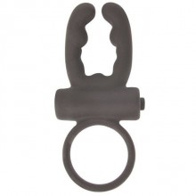 Кольцо эрекционное с вибрацией «Sex Expert», цвет черный, SEM-55056, из материала Силикон, диаметр 3.5 см.