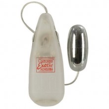 Классическая вибропуля с выносным пультом «Old Teardrop», цвет серебристый, SE-1110-00-1, бренд CalExotics, длина 5 см.