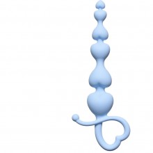 Анальная цепочка для новичков «Begginers Beads Blue First Time», цвет голубой, Lola Toys 4102-02Lola, из материала Силикон, длина 18 см.