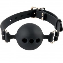 Силиконовый кляп с отверстиями для дыхания Silicone Breathable Ball Gag - Small, бренд PipeDream, цвет Черный, диаметр 3.8 см.