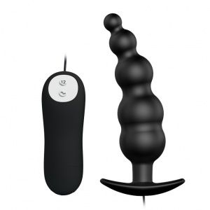 Анальная елочка-стимулятор, 12 режимов вибрации BI-040039, бренд Baile, цвет Черный, длина 11.8 см.