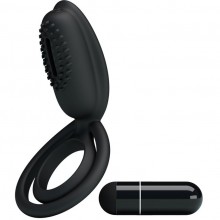 Эрекционное виброкольцо «Esther» с насадкой-щеточкой, цвет черный, Pretty Love BI-026218, бренд Baile, из материала Силикон, длина 10.5 см.