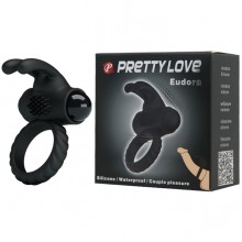 Виброкольцо с клиторальным стимулятором Pretty Love «Eudora», цвет черный, Baile BI-026219, длина 5.4 см.