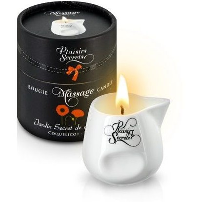 Свеча с массажным маслом «Massage Candle Poppy», 80 мл, Plaisir Secret 826037, 80 мл.