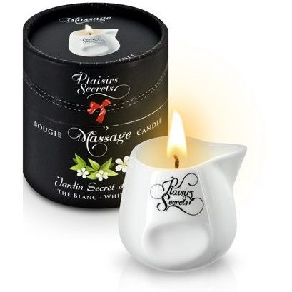 Свеча с массажным маслом «Massage Candle White Tea», 80 мл, Plaisir Secret 826039, из материала Масляная основа, 80 мл.