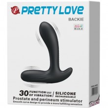 Стимулятор простаты «Pretty Love Backie» с вибрацией, материал силикон, цвет черный, Baile BI-040029, длина 12.5 см.