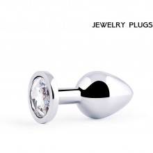 Анальная пробка «Silver Plug Medium» с кристаллом, Anal Jewerly Plug SM-01, из материала Металл, коллекция Anal Jewelry Plug, цвет Серебристый, длина 8.2 см.