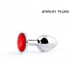 Втулка анальная «Silver Plug Small», цвет кристалла рубиновый, Anal Jewerly Plug SS-14, из материала Сталь, цвет Серебристый, длина 7.2 см.