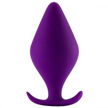 Большая анальная пробка «Butt Plug With Handle Large Purple», Shots Toys SH-SHT378PUR, из материала Силикон, длина 12.1 см.