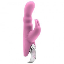 Женский вагинальный вибратор-кролик «Hi-Tech Silicone Bunny Pink», цвет розовый, Shots Media SH-SHT232PNK, коллекция Shots Toys, длина 16.5 см.