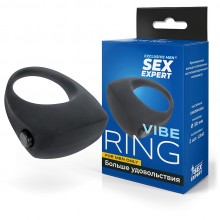 Кольцо эрекционное с вибрацией, цвет черный, Sex Expert «Vibe CockRing» SEM-55112, из материала Силикон, диаметр 3 см.
