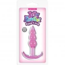 Jelly Rancher «T-Plug - Ripple - Pink» анальная пробка рельефная розовая, NSN-0451-34, бренд NS Novelties, длина 10.9 см.