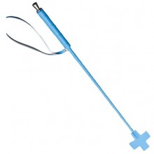 Классический стек из искусственной кожи с наконечником в форме креста, цвет голубой, СК-Визит 5026-5, длина 70 см.