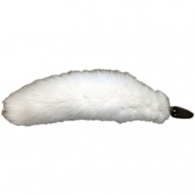 Анальная втулка с белым лисьим хвостом, цвет белый, 9248, бренд Wild Lust, диаметр 4 см.