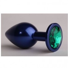 Классическая анальная пробка с зеленым стразом, цвет синий, 47415-6MM, бренд 4sexdream, коллекция Anal Jewelry Plug, длина 7.1 см.
