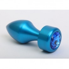 Анальная втулка-украшение с синим стразом, цвет голубой, 47442-3MM, бренд 4sexdream, длина 7.8 см.