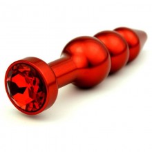 Анальная пробка-елочка с красным стразом, цвет красный, 47431-2MM, из материала Металл, длина 11.2 см.