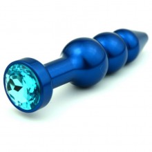 Анальная пробка-елочка с голубым стразом, цвет голубой, 47430-1MM, бренд 4sexdream, длина 11.2 см.