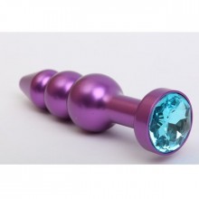 Анальная пробка-елочка с голубым стразом, цвет фиолетовый, 47433-1MM, бренд 4sexdream, длина 11.2 см.
