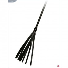 Кожаный стек с плетеной ручкой, наконечник «кисточка», цвет черный, Подиум Р192е, длина 70 см.
