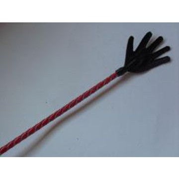 Стек лакированный с плетеной ручкой и наконечником «ладошка», цвет красный, Подиум Р1911б, длина 85 см.