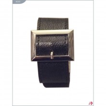 Кожаный браслет с квадратной пряжкой, цвет черный, Подиум Р2117, бренд Фетиш компани, One Size (Р 42-48)