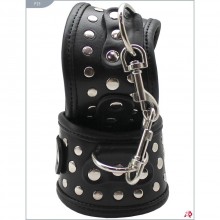 Фигурные кожаные наручники, цвет черный, Подиум Р23