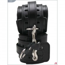 Кожаные наручники без пряжек, цвет черный, Подиум Р297